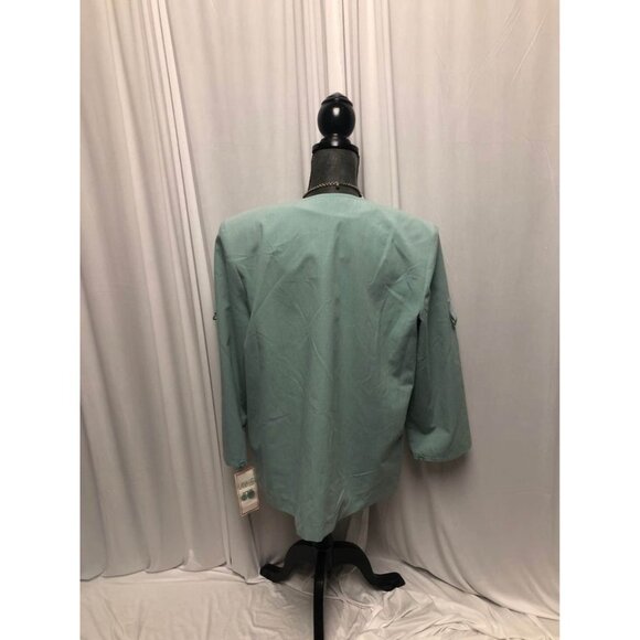 Lana Lee Jacket Womens Size 12 Petite Green Pockets Button Front Blazer NEW - Picture 4 of 6